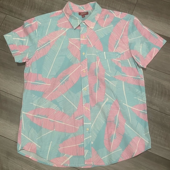Arizona Jean Company Other - Men's Tropical Pink and Blue Button up Shirt Size Large